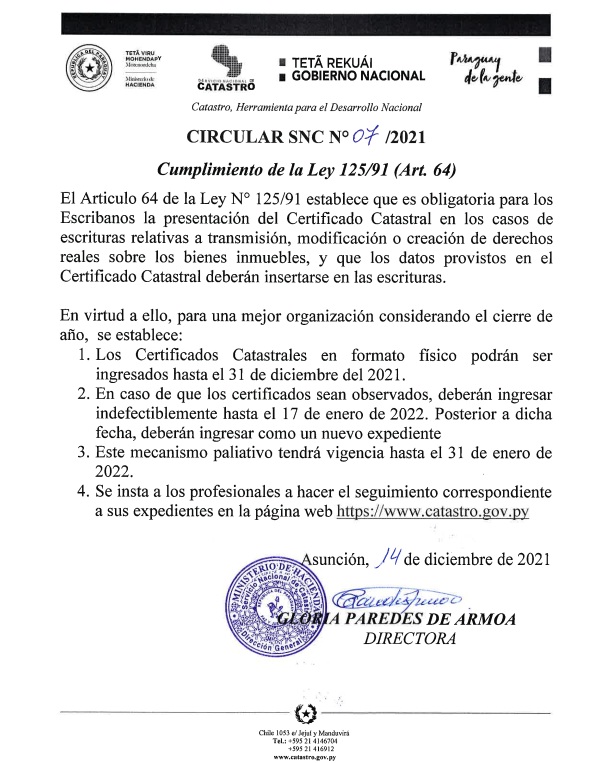 CIRCULAR SNC N° 07-21  